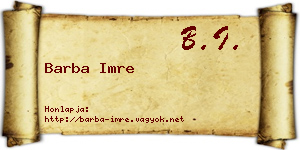 Barba Imre névjegykártya